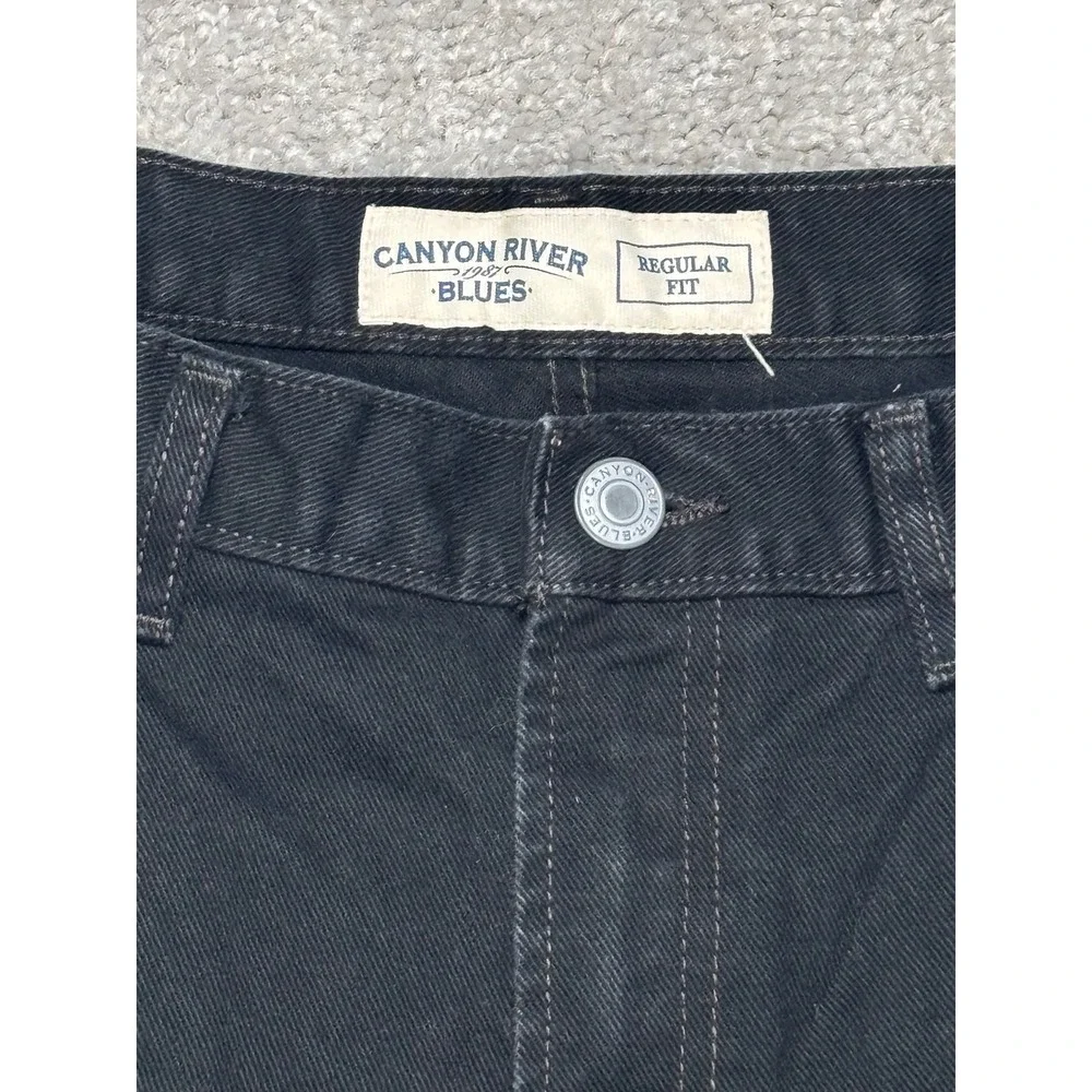 Canyon River Blues Mens Black‎ Regular Fit Jeans 36W x 26L (Measured 35W)Hemmed